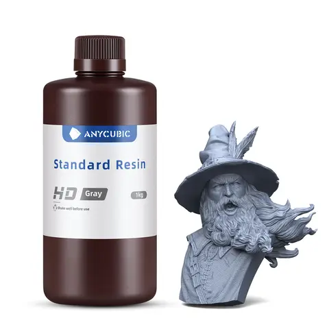 ANYCUBIC standaard resin 405nm UV snelle uitharding voor LCD/DLP/SLA 3D-printers, HD grijs, 1 kg