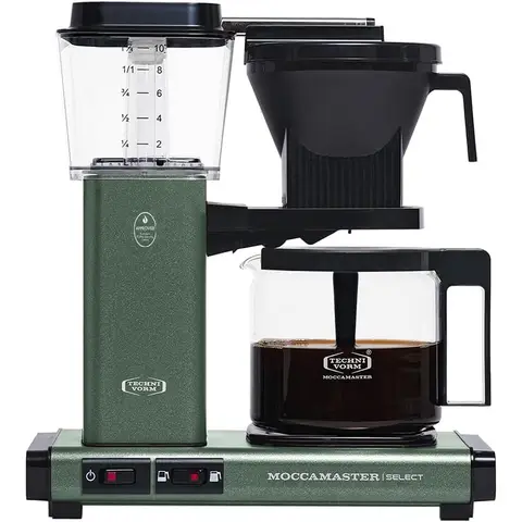 Moccamaster KBG Select Filter Coffee Machine, Handmade in the Netherlands, Retro Design, 1.25 Litres, Forest Green - 53822