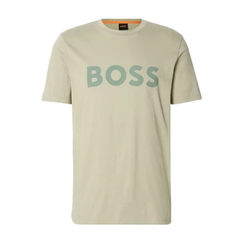 BOSS Cotton-Jersey T-shirt with Large Logo Print - Green
