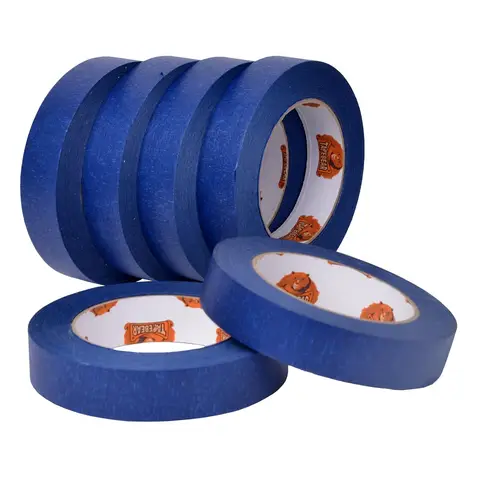TAPEBEAR Mehrzweck-Malervlies, UV-Resistente blaue Vliesband ohne Reste, Maskierband für scharfe Linien für Innen- und Außenanstrich, 0,94 Zoll x 60 Yard, 6 Rollen