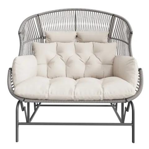 e Garden, Balcony, or Terrace, Gray   Downloads: 27  Garden Rocking Chair for Two, Patio Chair, Outdoor Swing Egg Chair, Rocking Chair, Garden Swing, Porch Swing for the Garden, Balcony, or Terrace, Gray