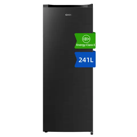 CHiQ JKR245DGE 54cm Wide 1.44m Tall Freestanding Larder Fridge - 241L - Premium Black Steel - E Rated