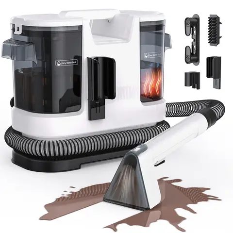 Lubluelu V8 Corded Carpet Cleaner with 15000 Pa Suction, 1400W Hot Water Upholstery & Stain Cleaner Machine, Large Tank and Long Power Cord for Carpets, Sofa, Auto Interiors｜Includes 9 Accessories｜44x33x20cm｜4.2KG