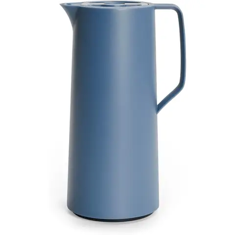 Emsa Motiva Isolierkanne 1l, Kaffee-Thermoskanne mit Quick-Press-Verschluss, Thermoskanne hält 12h heiß, 24h kalt, Glaseinsatz, Made in Germany, Nordisches Design, Nordisch Blau, N41703