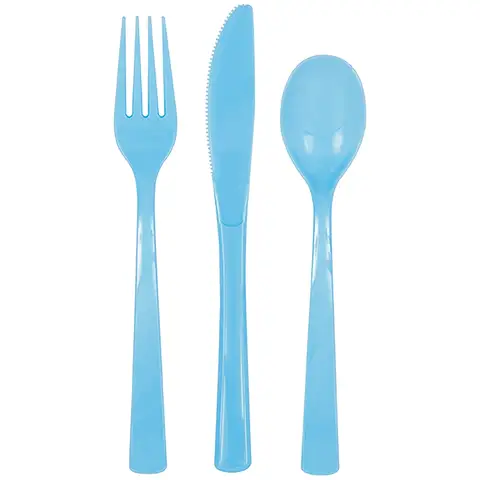 Unique Plastic Cutlery, Powder Blue, 18 pack