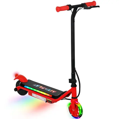 AIYAPLAY Electric Scooter for Kids Ages 6-14, with Dual Brakes, Flash Wheel and Colourful Light, Kids Electric Scooter Red