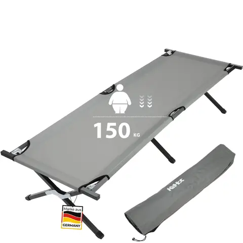 KeHot Portable Camping Cot for Festivals & Camping, 300KG Capacity Quick Fold Camp Bed, Lightweight 6KG Outdoor Sleeping Cot with Carry Bag, Grey