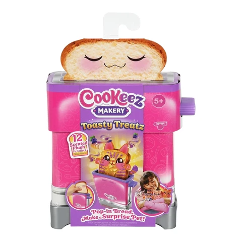 COOKEEZ MAKERY Toasties Spielzeug-Toaster mit süß duftenden Überraschungs-Plüschspielzeugen zum Sammeln. Spielzeugbrot rein und ein Überraschungs-Plüschspielzeug springt heraus!