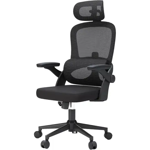 SIHOO M102C Ergonomische Mesh Kantoorstoel, Hoge Rug Bureau Stoel met 3D Armleuningen, Op & Neer Lendensteun, Draaibare Computer Werkstoel, Zwart