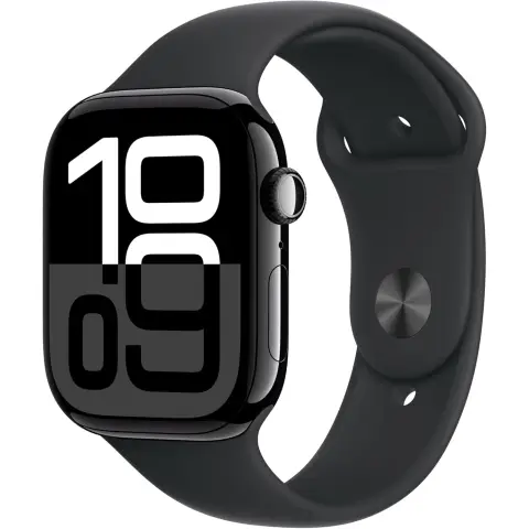 Apple Watch Series 10 2024 - GPS 46mm Jet Black Aluminium Case with Black Sport Band - S/M