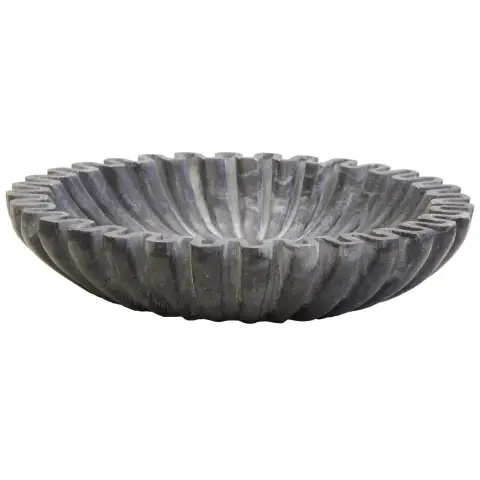 Savio Small Grey Fluted Marble Bowl