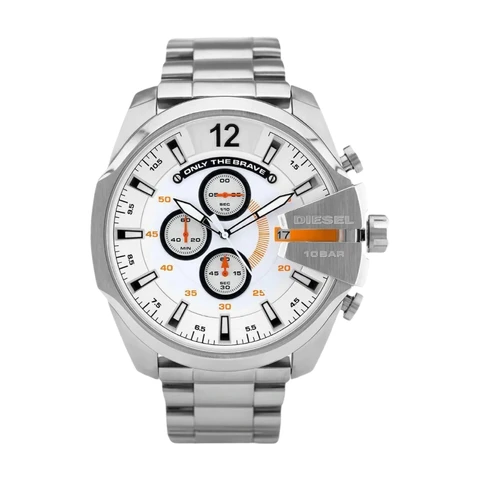 Diesel DZ4328 Silver Plated Mega Chief Chronograph Watch