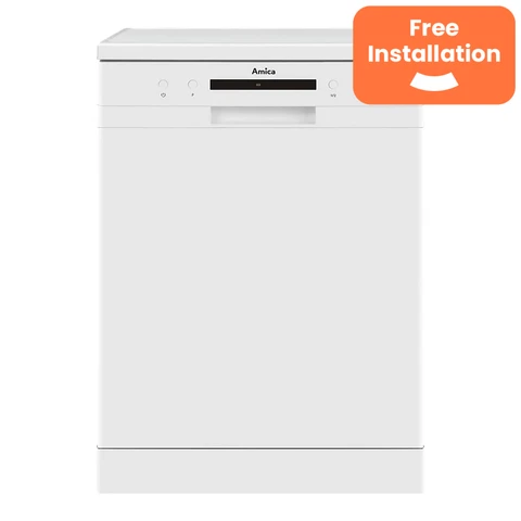 Amica ADF610WH 60cm Full-Size Freestanding Dishwasher, Energy Class E, Large 13-Place Load – White