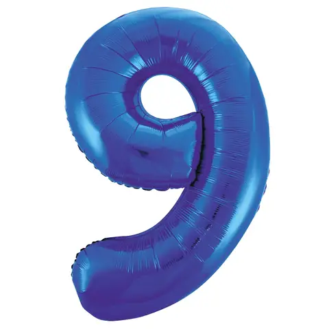 Unique Giant Number 9 Balloon, Blue, 86cm
