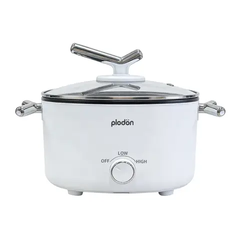Plodon Electric Hot Pot 2.0L Portable Multifunctional Non-stick Cooking Pot, 1000W Rapid Noodles Electric Pot Wok Slow Cooker for Steak, Egg, Ramen, Oatmeal Soup with Dual Power Control