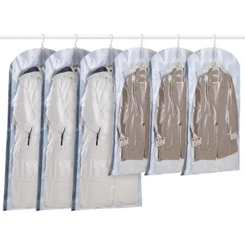 TAILI Hanging Vacuum Storage Bags Space Saver Bags, Vacuum Sealer Bags for Clothing, Suits and Jackets, Closet Organizers and Storage, (3 Long, 3 Short) Blue