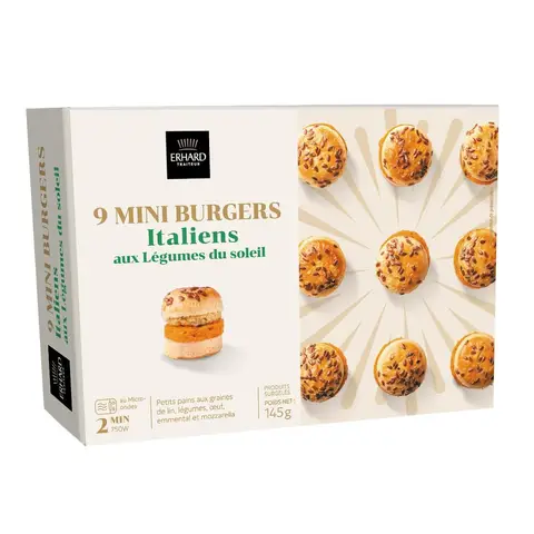 ERHARD 9 Mini burgers italiens aux légumes du soleil - 145 g