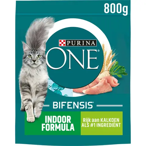 Purina ONE Bifensis Indoor Formule Kalkoen & Granen Kattenvoer 800g