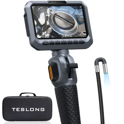 【£60 Off With Coupon】Teslong TD300P Two-Way Articulating Borescope inspection camera 5.5mm Slim Probe Endoscope Inspection Camera, 5.0'' Inspection Camera with Light, 5FT Flexible Snake Scope for Automotive, HVAC & Mechanics