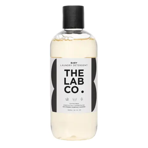 The Lab Co. Baby Wash 1 Litre. For up to 64 washes. Non-Bio Liquid Laundry Detergent for washing machines and hand washing. Plant Based. Fresh Cotton Fragrance.