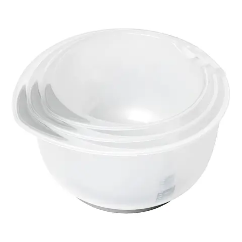 Chef Aid Contain 3 Mixing Bowls, Non-Slip Base, Soft Grip Handle, Microwave and Dishwasher Safe, Compact, Stackable, Ideal for baking and cooking, Off-white, 1.5 Litre, 2 Litre, 2.5 Litre