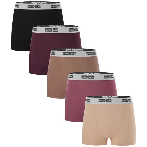 BAMBOO COOL Damen-Boxershorts Unterwäsche Weiche Stretch-Boyshorts für Frauen XL (5er-Pack)