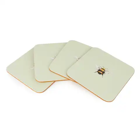 Candlelight Coasters Bees Pale Green 4pcs