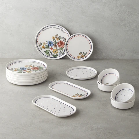 English Home Linea Keramik-Frühstücksset 14-teilig für 6 Personen, farbig