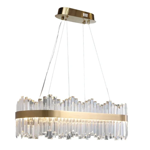Homary Crystina Modern Oval LED Crystal Kitchen Island Light Brass with Tubes Shaped