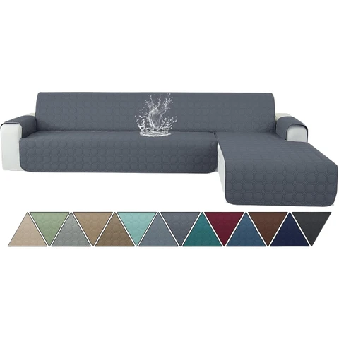 YSTYLE Ecksofacover für L-Form, Sofacover, Reversible Sofaschutzbezug, Chaiselongue-Bezug, Möbelschutzbezug, 2-Sitzer, YBG, Dunkelgrau