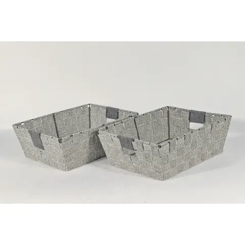 KEVAHOME SET OF 2 COTTON STRAP MEDIUM BASKETS-GREY 13x10x4.5''H