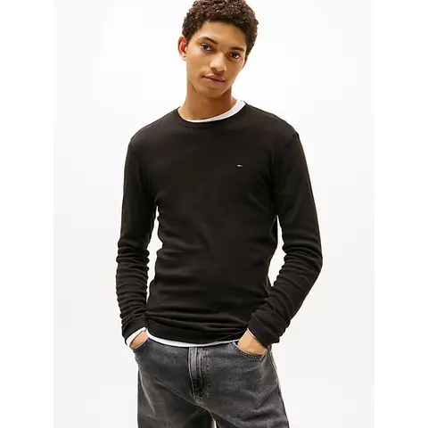 TJM ORIGINAL RIB LONGSLEEVE TEE Heren TOMMY BLACK XS