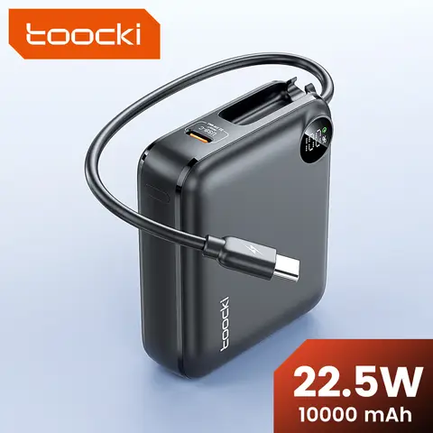 Toocki Batterie externe ultraplate à chargement rapide 10 000 mAh avec entrée/sortie USB-C, 22,5 W PD3.0 QC4+