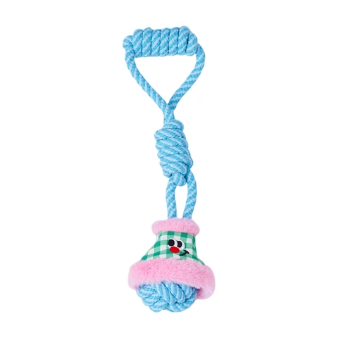 ZEZE Lantern Rope Knot Pet Toy, Interactive Chew Toy for Cats Dogs (Pink/Green)