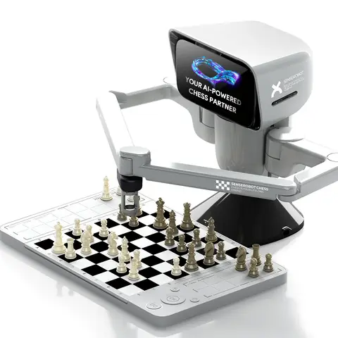 In stock, next-day delivery, supports 3D printed DIY pieces | SenseRobot mini AI chess robot - electronic chessboard with robotic arm, smart chess set for adults and children, supports app connection, portable travel chess game