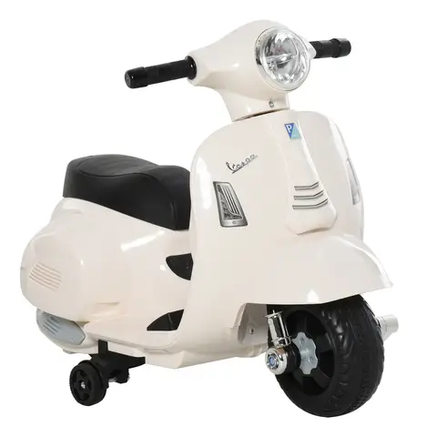 HOMCOM Vespa Licensed 6V Kids Electric Motorbike Ride On Motorcycle Battery Powered for 18-36 Months with Horn Light White
