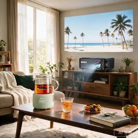 【Watch & Dine Bundle】Bear Mini Electric Kettle 0.6L, Smart Health Tea Pot & WiMiUS K1 Smart Projector 4K Supported, 5G WiFi Bluetooth Portable Home Cinema Suite