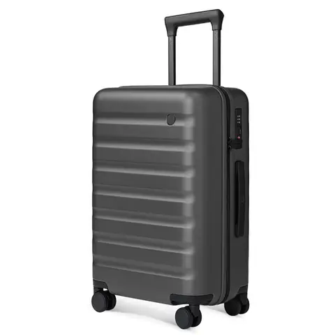 NINETYGO Rhine 2.0 Valise cabine approuvée par les compagnies aériennes 20 pouces avec double roue pivotante, coque rigide 100 % en polycarbonate, serrure TSA - Gris