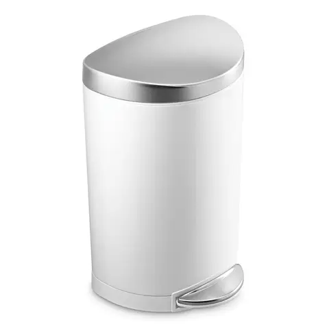 Simplehuman 10L Semi-Round Pedal Bin, White Steel