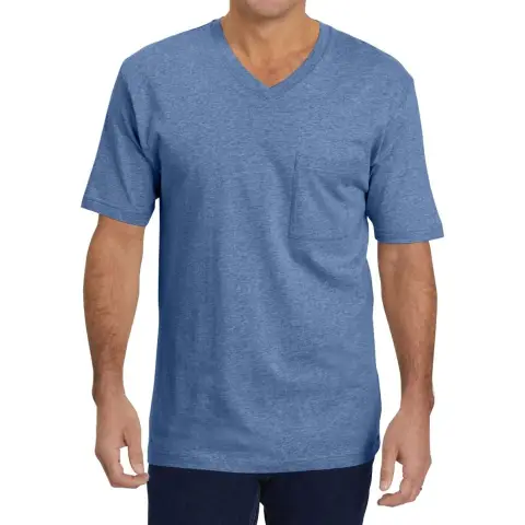 Men's Short Sleeve Pocket T-Shirts Casual Summer Cotton V Neck Tee Tops (blue, M)
