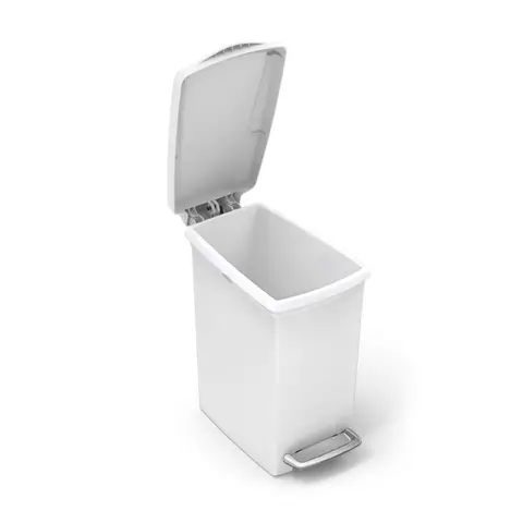 Simplehuman 10L Plastic Slim Pedal Bin, White