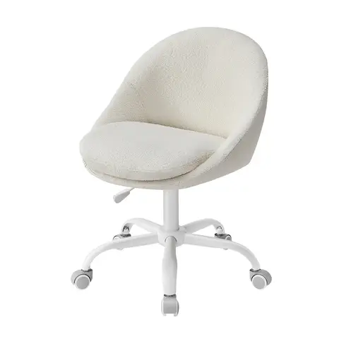 SONGMICSHOME Make-upstoel van Katoen-Linnenmix, Bureaustoel, Gewatteerd, In Hoogte Verstelbaar, Beige-Wit