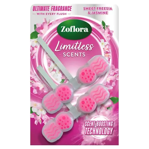 Zoflora Toilet Rim Block, Sweet Freesia & Jasmine, 2 Packs