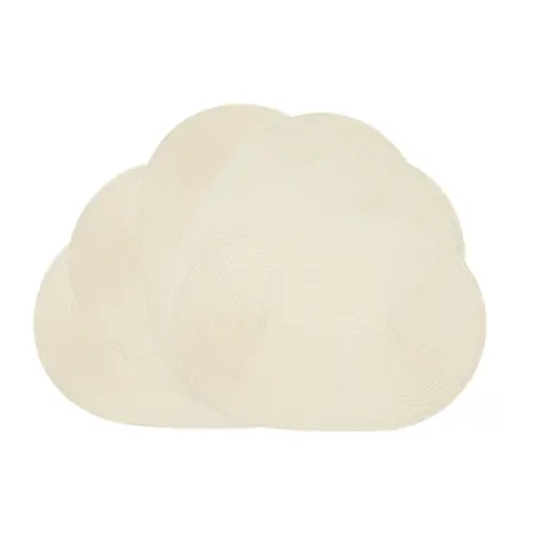 Lot de 6 sets de table ovales en vinyle tressé 45 x 30 cm - Blanc