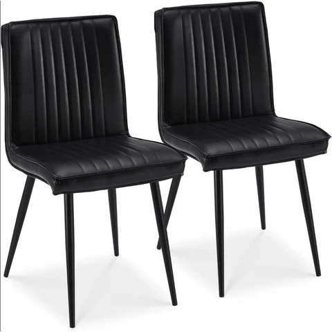 CLIPOP PU Dining Chairs Set of 2 Upholstered Kitchen Chairs with Backrest and Sturdy Metal Legs, Lounge Reception Counter Chair for Home Dining Living Room Bedroom Restaurant (2, Black)