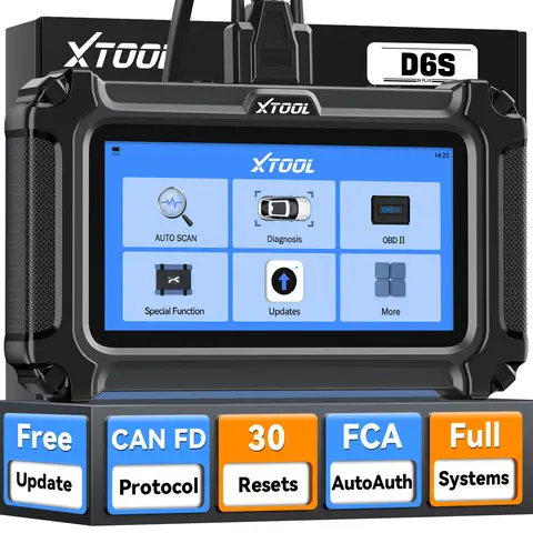 XTOOL D6S OBD2 Scanner Diagnostic Tool, 2026 Car Scanner with 30 Resets, All System Scan Tool with FCA & CAN FD, ABS Bleed, Gearbox Match, Crank Sensor Relearn, Lifetime Update, Upgraded of D5S