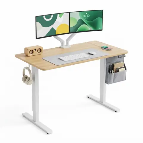 【Back-to-School】 JoySelect Elektrisch Sta-Blijf-Bureau 120*60 cm, Eiken, 72–118 cm, 70 kg Draagvermogen, Digitaal Bedieningspaneel, CE & Europese Standaard Gecertificeerd, Voor Kantoor, Studeerkamer & Gaming