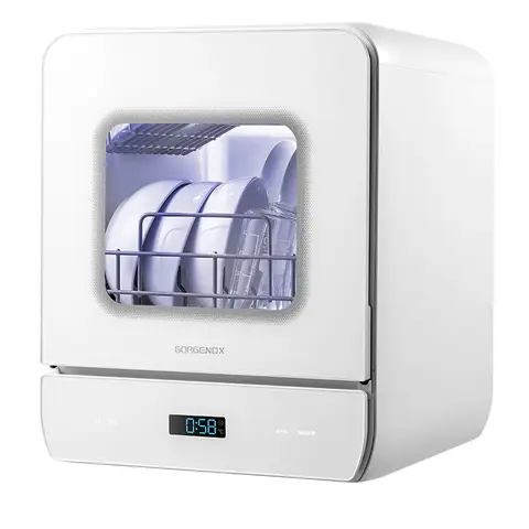 GORGENOX Lave-vaisselle de table pour la maison, capacité 3 couverts, adapté aux bébés et aux mamans, lavage, désinfection, séchage et stockage en un seul appareil, petit système d'eau adoucie, séchage à l'air chaud, désinfection UV DW5-D40A