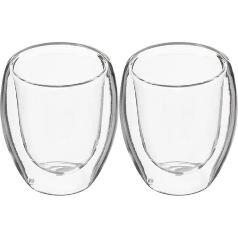 Secret de Gourmet Set van dubbelwandige glazen espresso kopjes - 70 ml, transparant