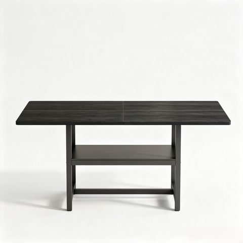 Table à manger rectangulaire style industriel 160×90×76 cm Étagère de rangement multifonction Table pour 4-6 personnes Pour salon/cuisine/salle à manger